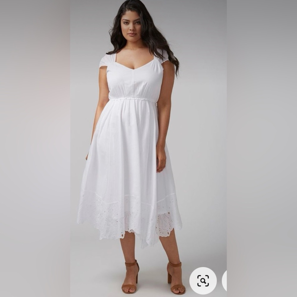 Lane Bryant 26 3X NWT Cotton eyelet midi beach wedding dress
